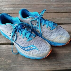 Saucony Mens Everun Kinvara 8 S20356-1 Gray Blue Running Shoes Lace Up Size 14.
